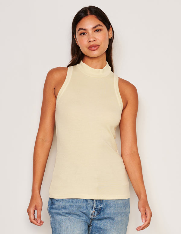sundry Sundry Mock Neck Tank in Yellow Fade