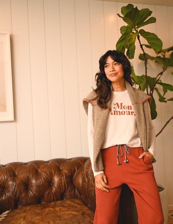 Sundry Sundry Mon Amour Long Sleeve Crew In Oyster