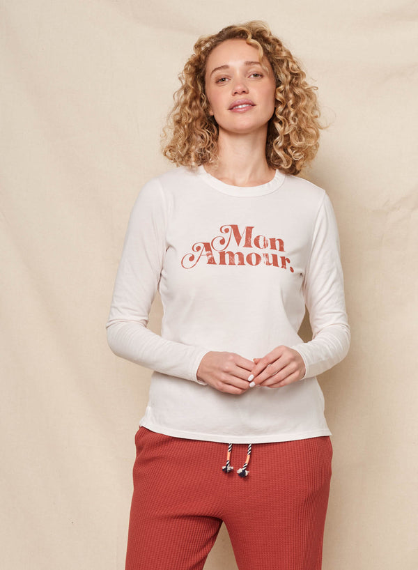 Sundry Sundry Mon Amour Long Sleeve Crew In Oyster