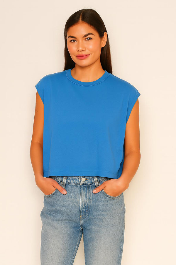 sundry Sundry Muscle Tank in Lagoon Blue