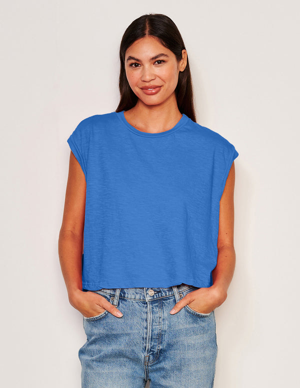 sundry Sundry Muscle Tank in Lagoon Blue