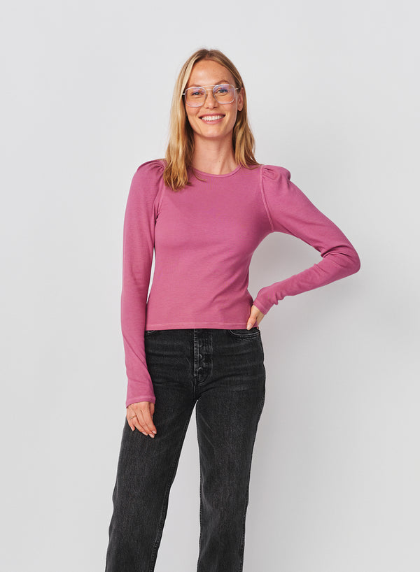 Sundry Sundry Puff Sleeve Top In Mauve