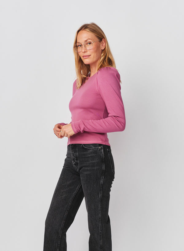 Sundry Sundry Puff Sleeve Top In Mauve