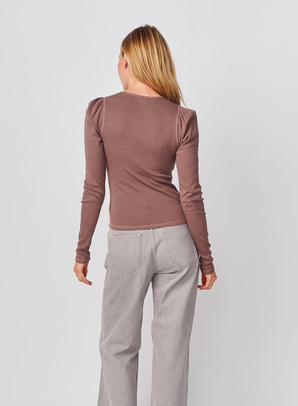 Sundry Sundry Puff Sleeve Top In Mushroom