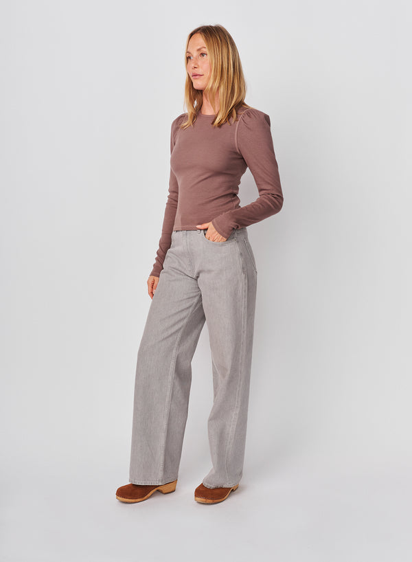 sundry Sundry Puff Sleeve Top in Mushroom