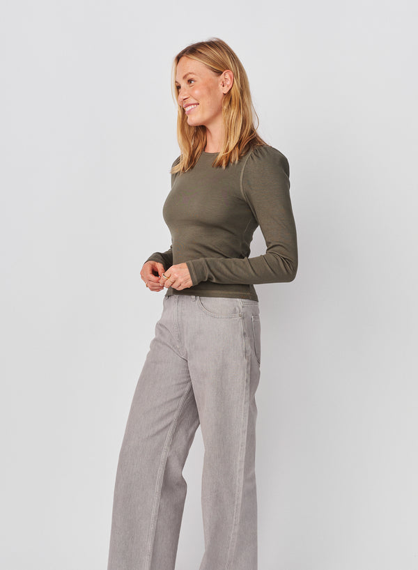 Sundry Sundry Puff Sleeve Top In Signature Green