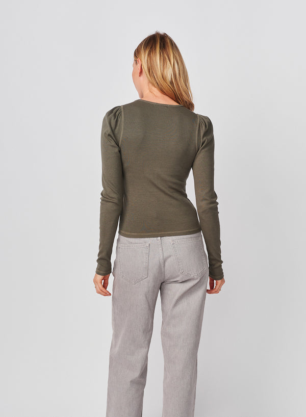 Sundry Sundry Puff Sleeve Top In Signature Green