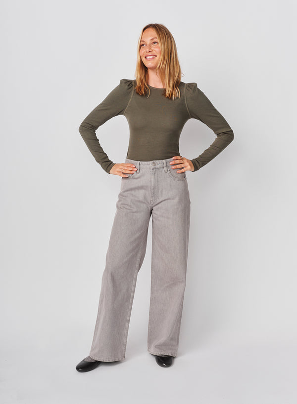 sundry Sundry Puff Sleeve Top in Signature Green