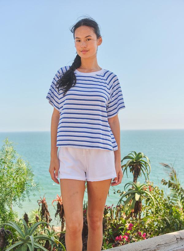 Sundry Sundry Raglan Stripe T-Shirt In Optic White