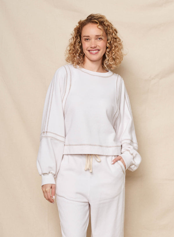 sundry Sundry Raw Seamed Sweatshirt in Oyster