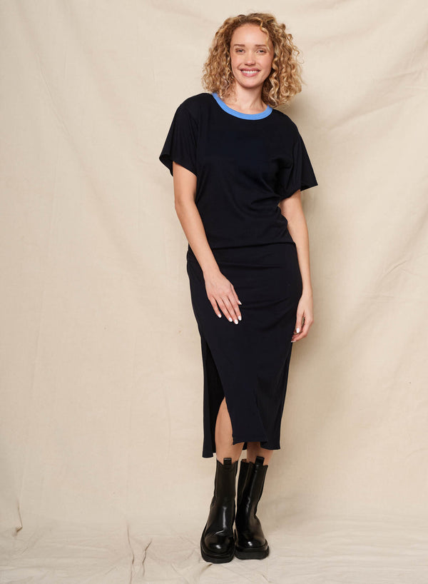 sundry Sundry Ringer Tee Dress in Deep Navy