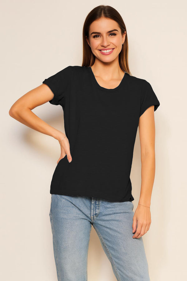 sundry Sundry Rolled Sleeve Tee in Black