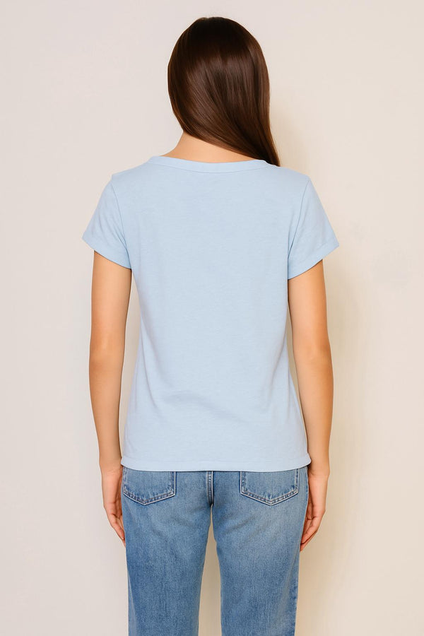 Sundry Sundry Rolled Sleeve Tee In Chambray