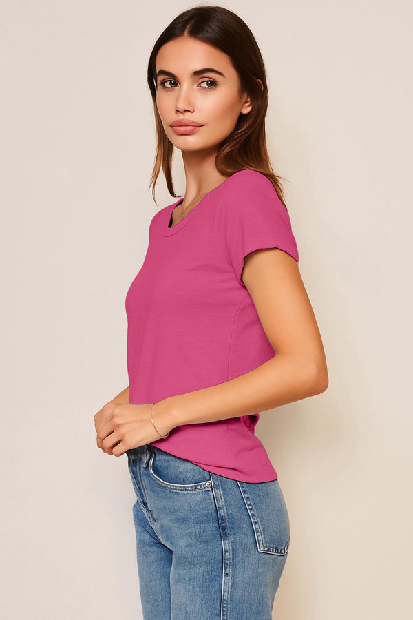 Sundry Sundry Rolled Sleeve Tee In Cranberry