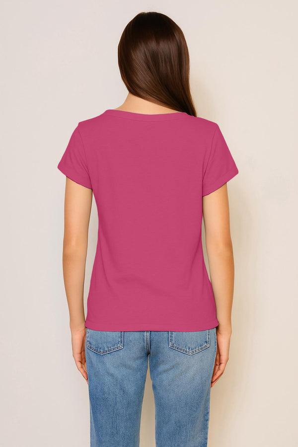 Sundry Sundry Rolled Sleeve Tee In Cranberry