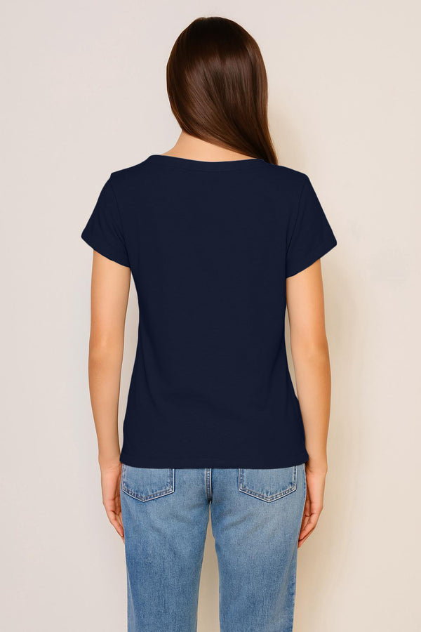 Sundry Sundry Rolled Sleeve Tee In Deep Navy