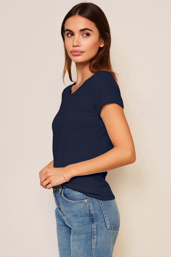 sundry Sundry Rolled Sleeve Tee in Deep Navy