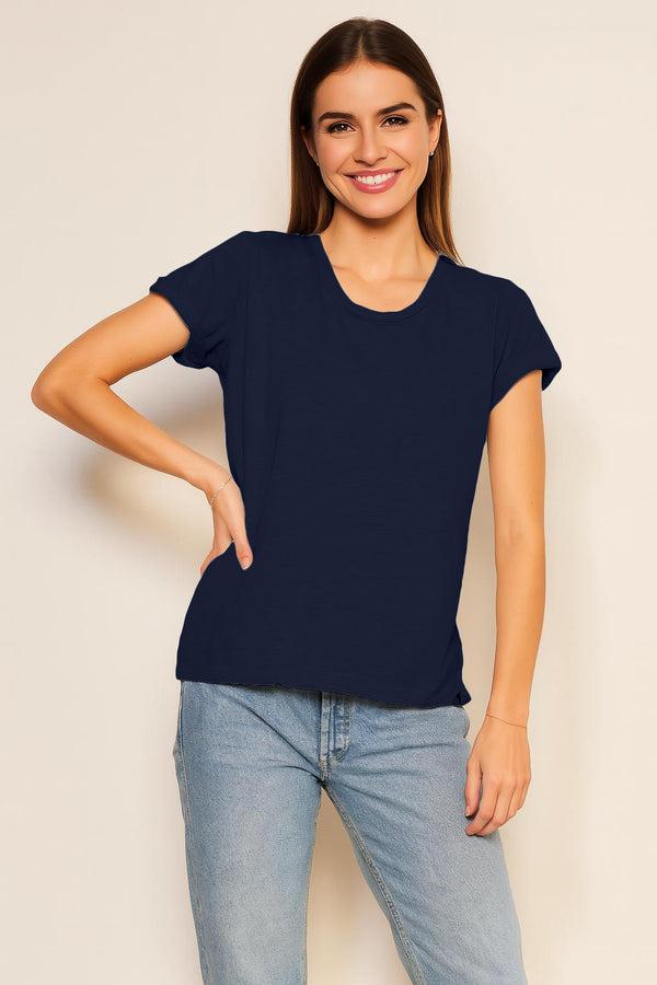 sundry Sundry Rolled Sleeve Tee in Deep Navy