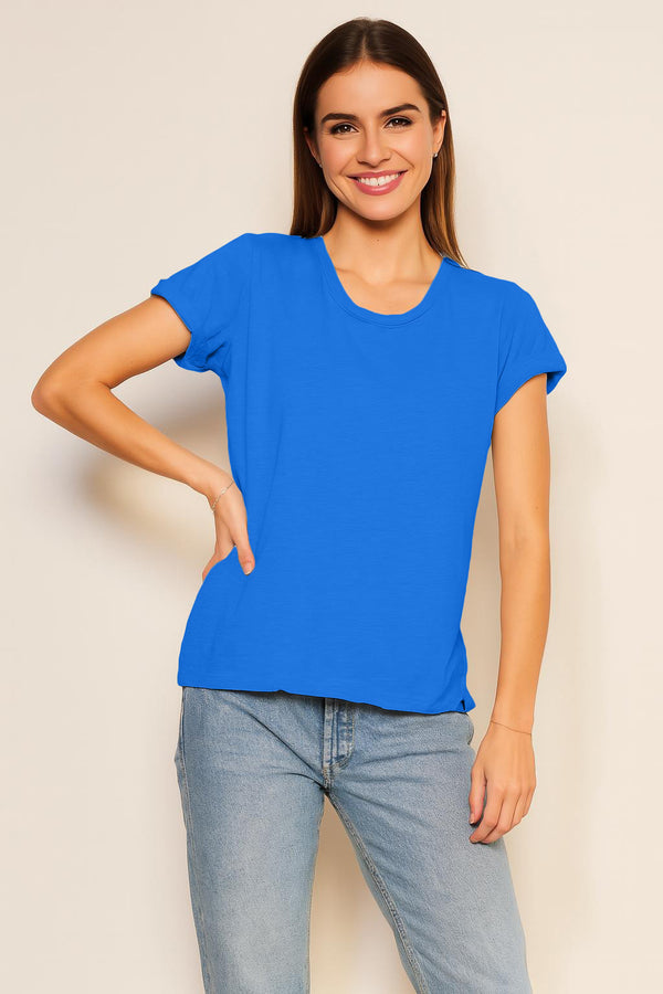 sundry Sundry Rolled Sleeve Tee in Lagoon Blue