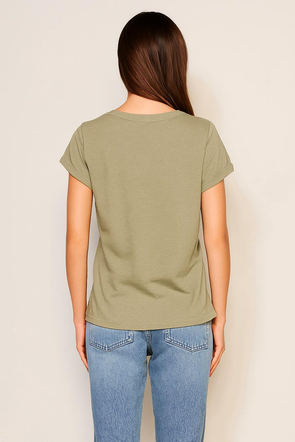 Sundry Sundry Rolled Sleeve Tee In Olive Oil