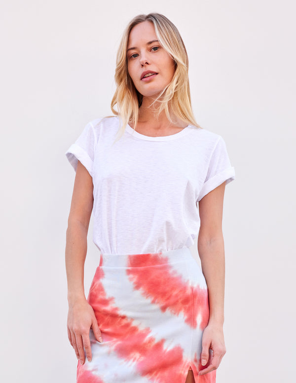 sundry Sundry Rolled Sleeve Tee in Optic White