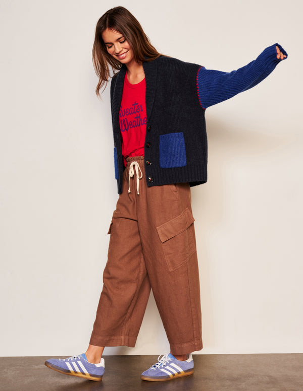 Sundry Sundry Shawl Collar Cardi In Deep Navy