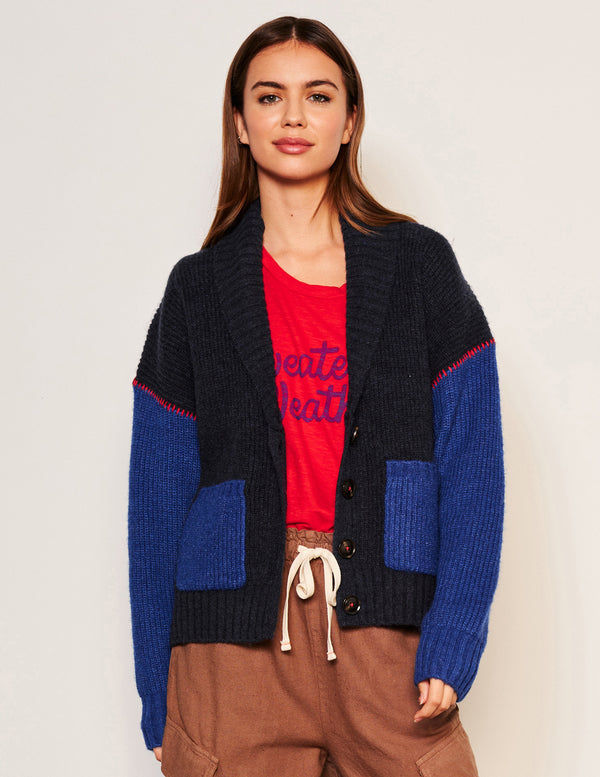 sundry Sundry Shawl Collar Cardi in Deep Navy