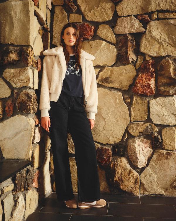 Sundry Sundry Sherpa Outerwear Bomber In Oyster