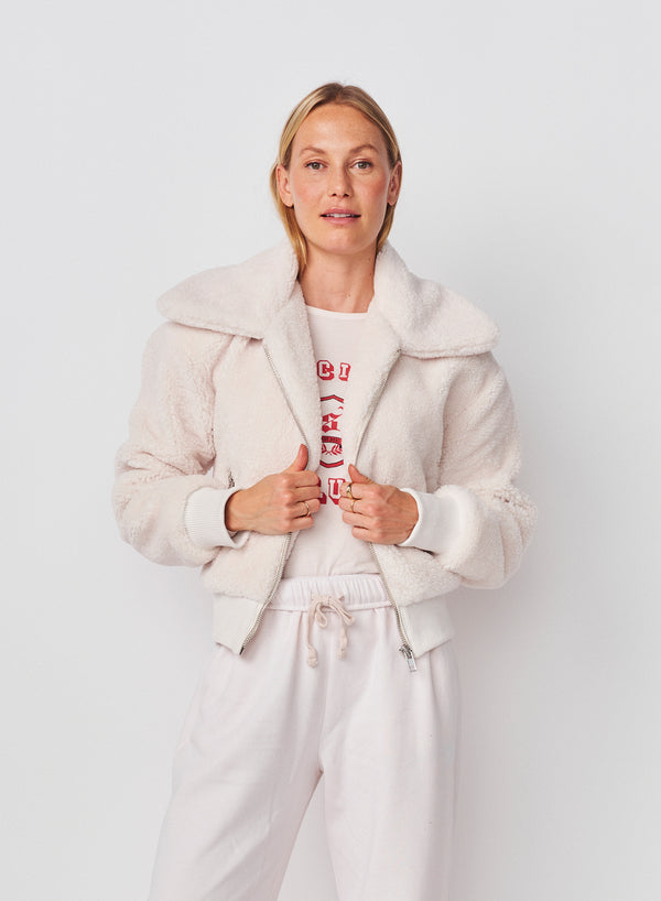 Sundry Sundry Sherpa Outerwear Bomber In Oyster