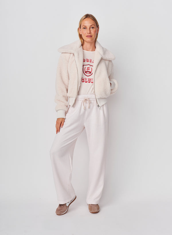 Sundry Sundry Sherpa Outerwear Bomber In Oyster