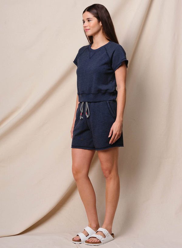 Sundry Sundry Short Sleeve Sweatshirt In Deep Navy