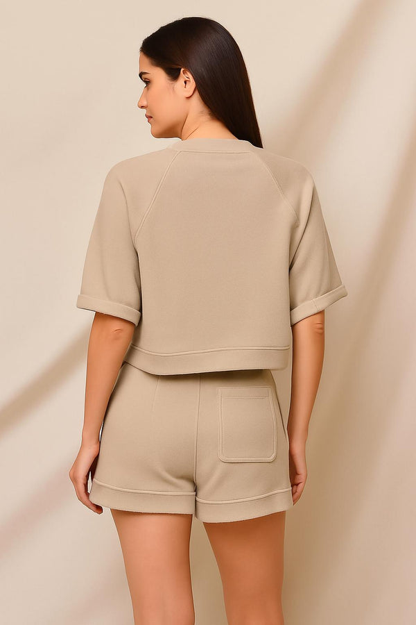 Sundry Sundry Short Sleeve Sweatshirt In Taupe