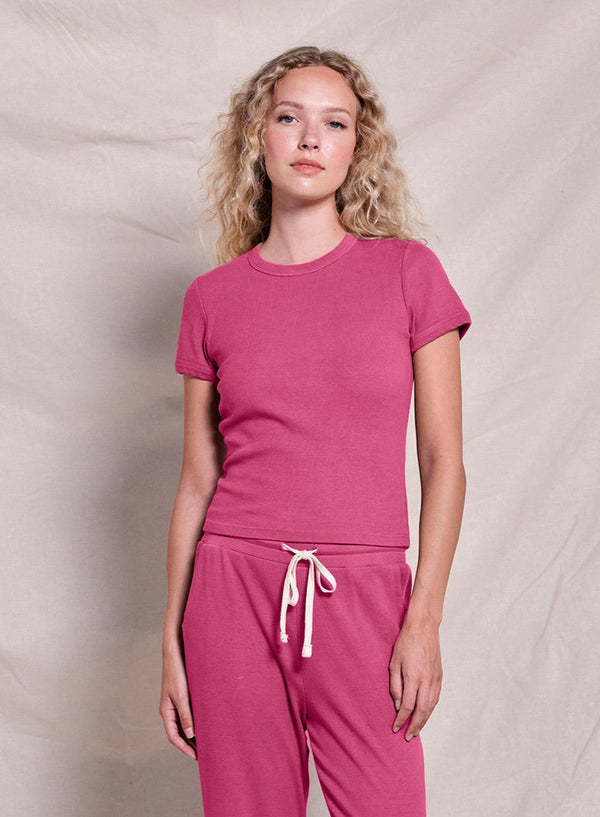 sundry Sundry Shrunken Tee in Cranberry