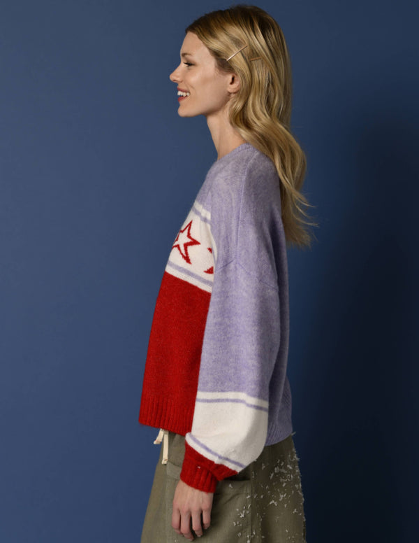 Sundry Sundry Star Intarsia Sweater In Flare Red