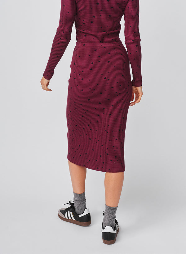 Sundry Sundry Stars Pencil Skirt In Mulled Wine
