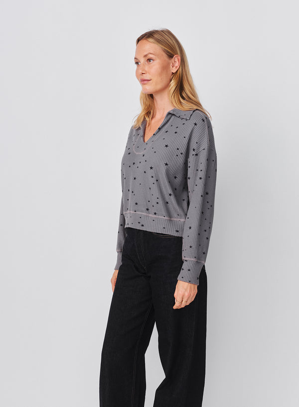 Sundry Sundry Stars Popover Polo In Steel