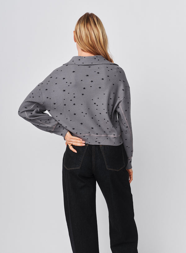 Sundry Sundry Stars Popover Polo In Steel