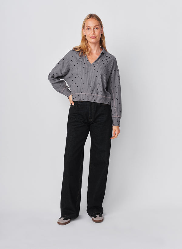 sundry Sundry Stars Popover Polo in Steel