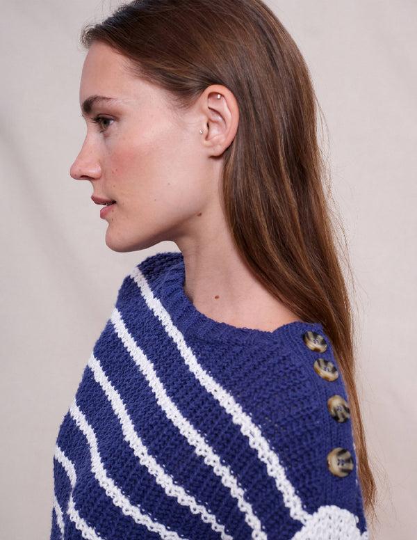 Sundry Sundry Striped Pullover In Deep Navy