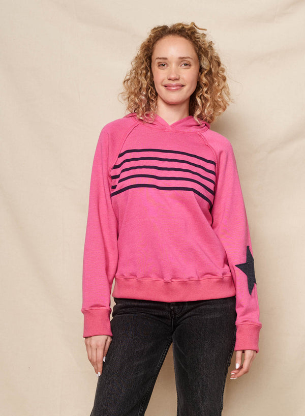sundry Sundry Stripes Raglan Hoodie in Jazzy Rose