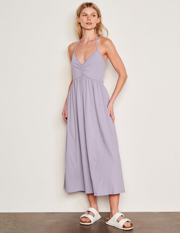Sundry Sundry Tie Back Dress In Dark Lavender