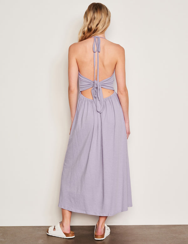 Sundry Sundry Tie Back Dress In Dark Lavender