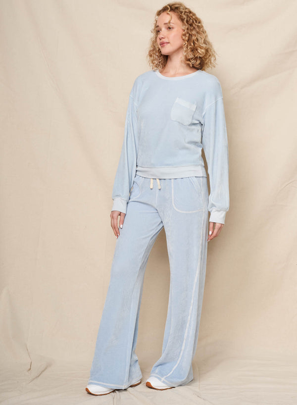 Sundry Sundry Velour Sweatshirt In Blue Wash