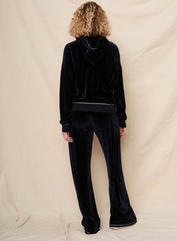 Sundry Sundry Velour Zip Hoodie In Deep Navy