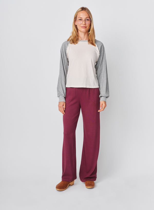 sundry Sundy Ruffle Baseball Tee in Oyster