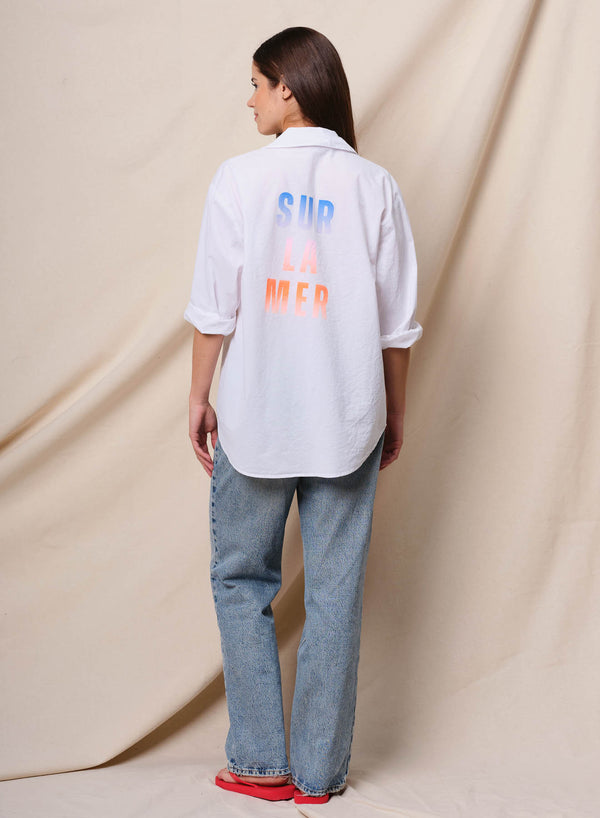 Sundry Sundry Sur La Mer Oversized Shirt In Optic White