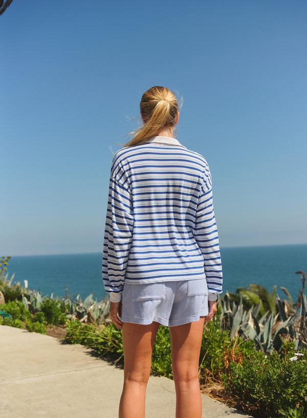 Sundry Sundry The 90's Polo Stripe Shirt In Optic White