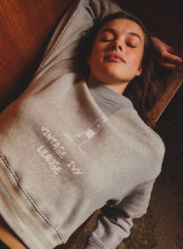 Sundry Sundry Vintage Ivy League Athletic Sweatshirt In Heather Grey