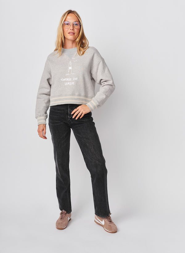 Sundry Sundry Vintage Ivy League Athletic Sweatshirt In Heather Grey