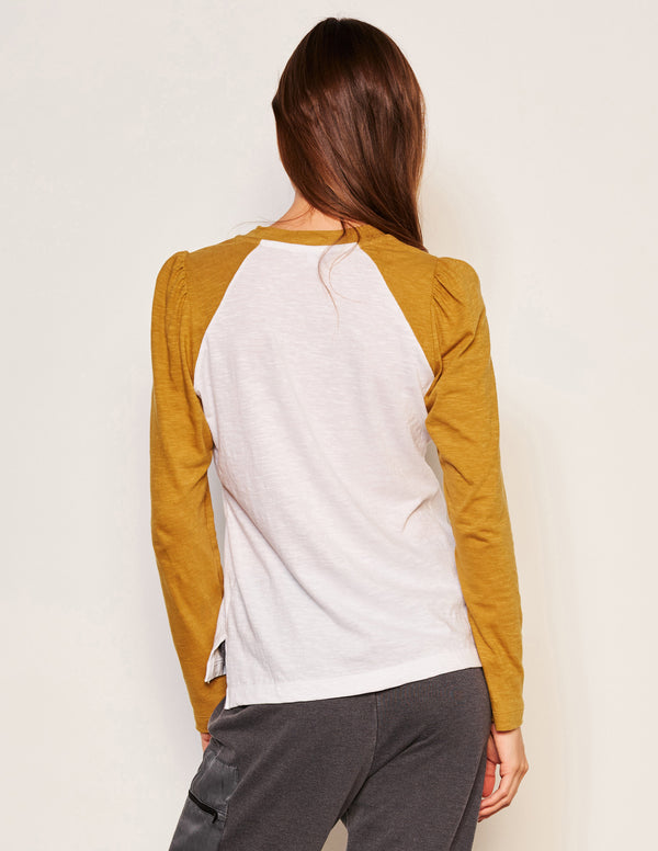 Sundry Sundry Winter Solstice Long Sleeve Contrast Sleeve Tee In Optic White